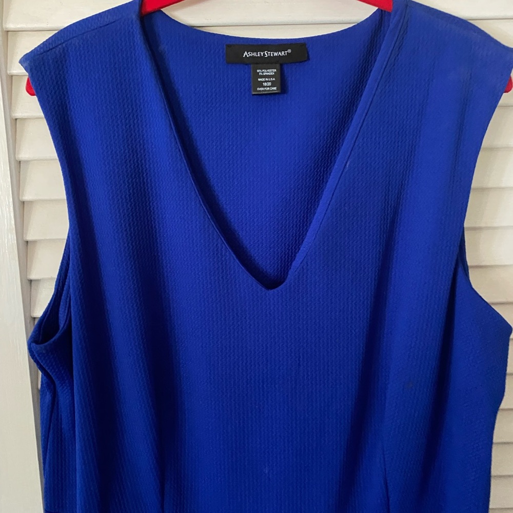 Ashley Stewart blue and white sleeveless dress. Size 18/20.